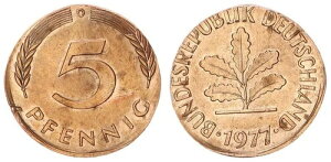 hCc 5 Pfennig 1977 D A: on Round in 1 Pfennig TCY ge 103372-