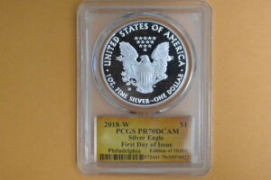 2018-W PCGS PR70DCAM シルバー イーグル プルーフ トーマス クリーブランド FDI フィリー スポッテッド