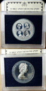 イギリス:タークス・カイコス諸島、1976年、20クラウン・プルーフ#14、COA、ボックスIRTM751A