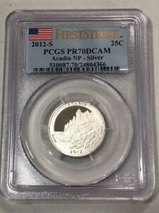 2012-S ファーストストライク アカディア シルバー NP クォーター PCGS PR70DCAM 証明書番号 24804366
