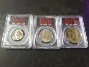 1976 D (1975) 3���Z�b�g �N�H�[�^�[ �n�[�t�h�� �h�� PCGS MS64 BU �����N ���A