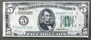 1928 $5 FRN ?? b`h []  ?? rbO 5 V[ SN# E 05489772 A