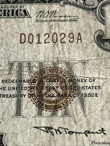 1929�N 10�h�� �����ʉ� WNB&T �f�C�g�� OH D012029A �`���[�^�[�ԍ� 2604 VF - VF+