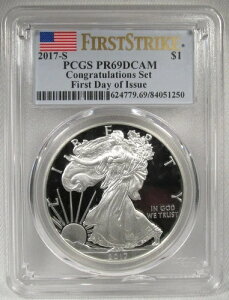 2017-S プルーフ シルバー イーグル PCGS PR69DCAM 祝賀セット 1日目/ストライク AQ326