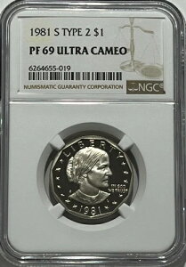 1981 S $1 �^�C�v2 NGC PF69 �E���g���J���I �v���[�t �X�[�U�� B. �A���\�j�[ �_���[ SBA �t���b�g S