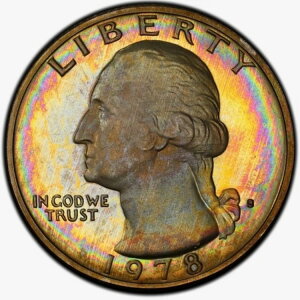 PR67DCAM 1978-S 25セント ワシントン プルーフ クォーター、PCGS トゥルービュー - レインボーアルバム トーン