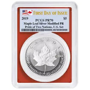 2019 �N ���f�B�t�@�C�h �v���[�t 5 �h�� �V���o�[ �J�i�f�B�A�� ���[�v�� ���[�t PCGS PR70 FDOI �f���A�� �t���b�O ��...