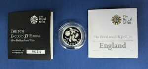 2013年 ピエフォート プルーフ 1ポンド銀貨「フローラル - イングランド」 カプセル入り COA 付き