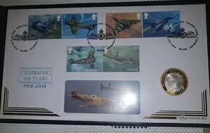 2018年 英国空軍100周年記念 シルバープルーフ スピットファイア 2ポンド硬貨 ベンハムカバー