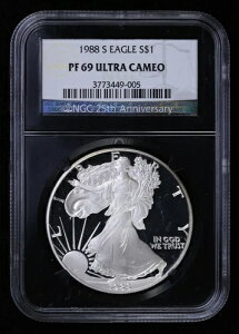 1988年 Sプルーフ シルバーイーグル NGC PF 69 ウルトラカメオ ブラックコア