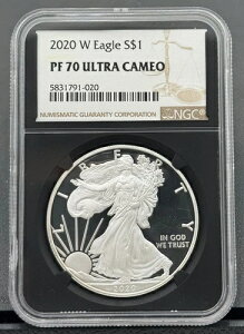 2020 W $1 アメリカン シルバー イーグル NGC PF 70 ウルトラ カメオ、ブラック コア