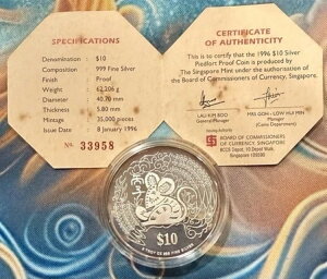 �V���K�|�[�� 1996 $10 �s�G�t�H�[�g �v���[�t 2�I���X .999 �V���o�[ 35K ���s