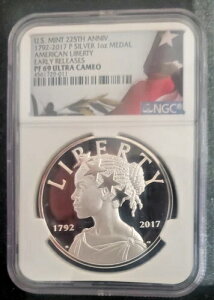 �č������� 225���N 1792-2017P �A�����J�����o�e�B�V���o�[ 1�I���X���_�� NGC PF69 Ult Cam