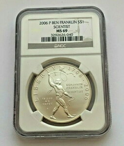 2006年 P シルバー ベン・フランクリン サイエンティスト NGC MS 69 1ドル銀貨
