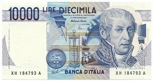 10000  B. D'ITALIA ALESSANDRO VOLTA SERIE SOSTITUTIVA XH 21/12/1999 FDS