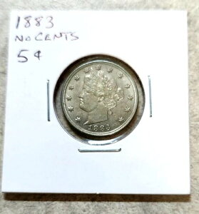 UNC 1883「ノーセント」リバティVニッケル - 美しいコイン