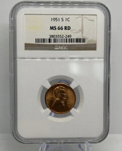 1951-S 1C �����J�[���E�E�B�[�g�E�y�j�[ NGC MS66 RD - 284117-051