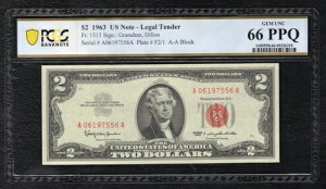 FR. 1513 1963 2�h�� �@��ʉ� �A�����J���� PCGS ���� GEM UNC-66PPQ (I)