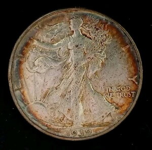 1939年 D ウォーキング・リバティ・シルバー ハーフドル AU 美しい色調 #1 ~ 送料無料