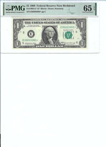 1969 $1 FRN FR1903-E* PMG 65 EPQ�A���b�`�����h * ���L S/N E00203092*!!!