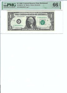 1969 $1 FRN FR1903-E* PMG 66 EPQ�A���b�`�����h * ���L S/N E08526524*!!!