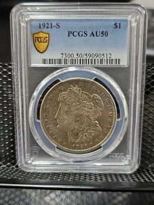 1921-S 1h K PCGS AU 50