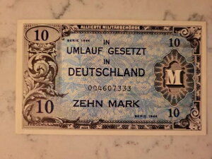 ???? 連合国占領下ドイツ 10マルク P-194 P-194a 紙幣 1944 UNC 100322-6