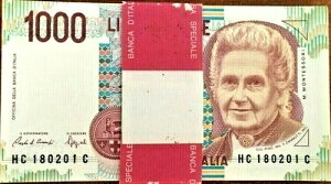 �C�^���A 1000 LIRE P-114c 1990 x 10���b�g �C�^���A�������e�b�\�[�� �v�����[�� UNC�m�[�g