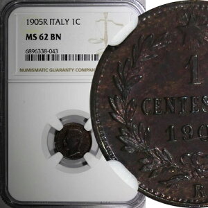 C^A BbgI G}kG[ 3  uY 1905 R 1 Centesimo NGC MS62 BN KM# 35 (043)