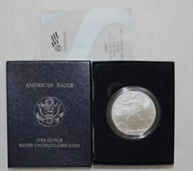 2007-W シルバー 1オンス アメリカンイーグル 未使用 ウェストポイント 米国造幣局発行 COA 付き