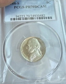 1988-S ジェファーソン プルーフ 5 セント ~ PCGS PR70 DCAM ~ ライト トーン? ~ 取引用のハード デート!