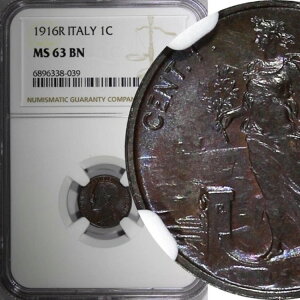C^A BbgI G}kG[ 3  uY 1916 R 1 Centesimo NGC MS63 BN KM# 40 (039)