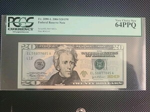 2004 $20 FRN PCGS Very Choice �V�i 64PPQ �t�@���V�[ RADAR �V���A���ԍ� #EL58877885A NR!