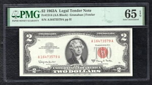 FR. 1514 1963-A 2ドル アメリカ合衆国法定通貨 紙幣 PMG GEM 未流通-65EPQ (D