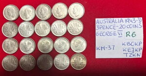 R6 I[XgA; RC 20 Zbg -  3 yX 1943-D KM#37 UNC