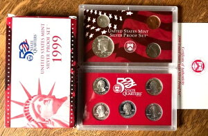 1999年 アメリカ造幣局 シルバー9枚セット シルバープルーフ 箱・鑑定書付き