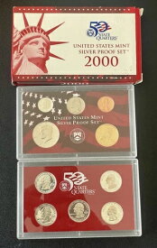 2000年米国造幣局発行 シルバープルーフセット 10枚入り OGP COA付きコイン (1)