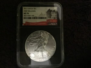 2017年 シルバー アメリカンイーグル $1 NGC MS70 初版 米国造幣局225周年記念
