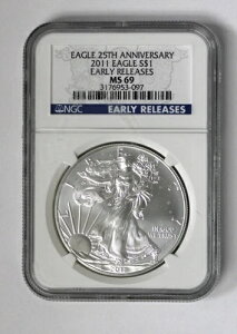 2011 �A�����J�� �V���o�[ �C�[�O�� NGC MS69 ���������[�X 25 ���N�L�O!!