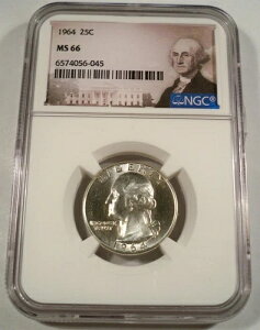 1964�N NGC MS66 ���V���g�� �N�H�[�^�[ ���ɔ��� 25�Z���g �V���o�[ MS 66