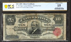 1891N 10hݏؖ ΃m[g FR.301 CIYEo[c PCGS 15 F (199)