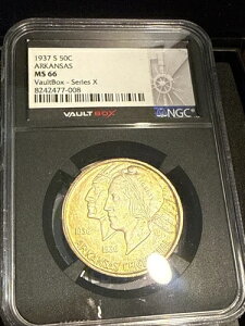 1937-S 50�Z���g�A�[�J���\�[�{�[���g�{�b�N�XX�n�[�t�_���[ - NGC MS-66 ���_�͗l�̃��C���{�[�g�[��