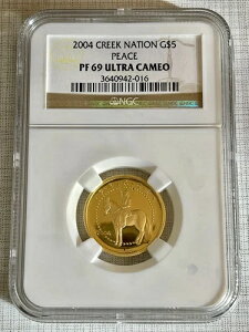 クリーク・ネーション 2004年 ピース 5ドル 1/5オンス 金貨 NGC PF69 UC アレックス・シャギン SKU# 1271