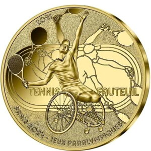 2021年 1/4オンス プルーフ フランス オリンピック 車いすテニス 金貨(箱、CoA付き)