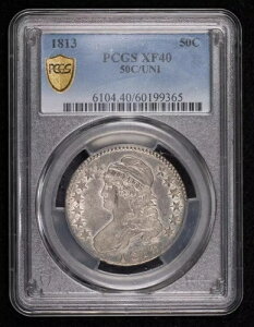 1813�N P �L���b�v�h�o�X�g�n�[�t�_���[ PCGS XF-40 50C/UNI ��]�_�C