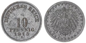 Kaiserreich-Probe 10 Pfennig-Probe 1915 A �S�̑���Ƀj�b�P�� Vf-Xf 97135