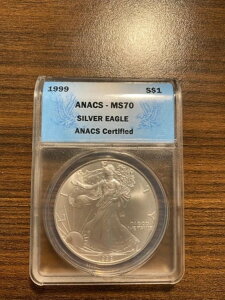 1999-P AJ Vo[ C[O ASE $1 ANACS ~gXe[g 70 MS 70 A