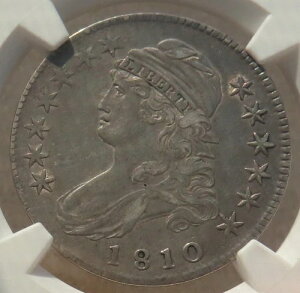 キャップドバストハーフダラー 1810 NGC AU-53!美しい色合いの魅力的なコインです。