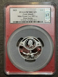 2023年 2オンス クック諸島 マイク・タイソン シルバーコイン 直筆サイン入り PCGS PR70 DCAM