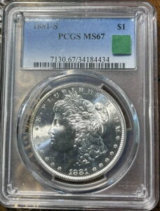1881�N�����K���E�_���[�APCGS MS67�AStack's CMQ�O���[���X�e�b�J�[�t��